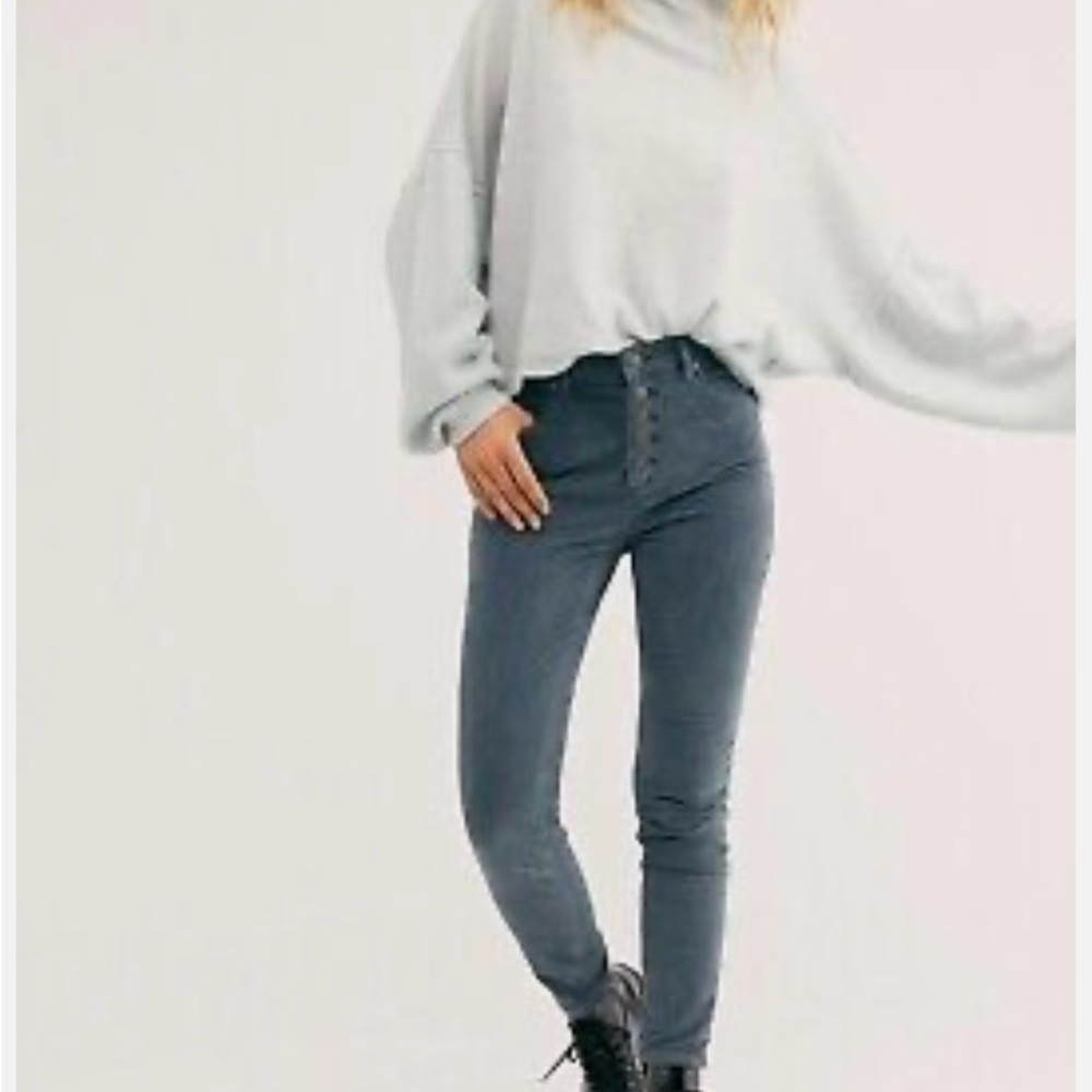 Free People Corduroy High-Rise Stretch Button Fly Pants